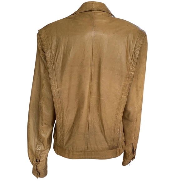 M Julian for Wilson’s Leather Tan Distressed Leather Bomber/Aviator Jacket - Picture 2 of 16